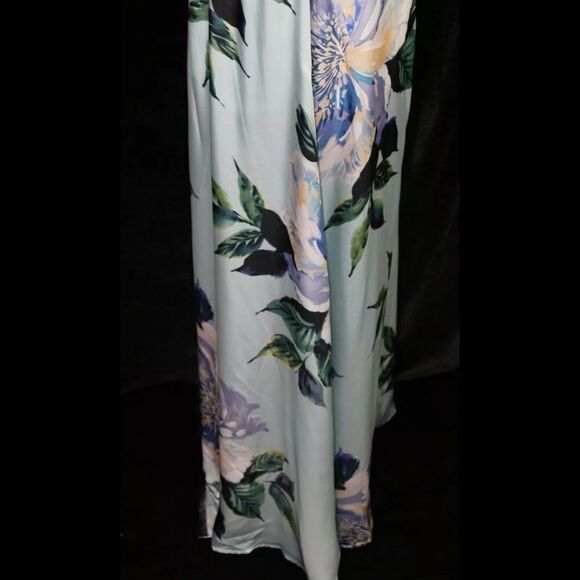 Show Me Your MuMu Heather Halter Dress Size Medium Mint to Be Floral Satin - Picture 5 of 11